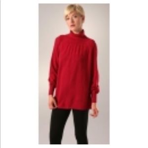 Catherine Malandrino pointelle turtleneck in berry